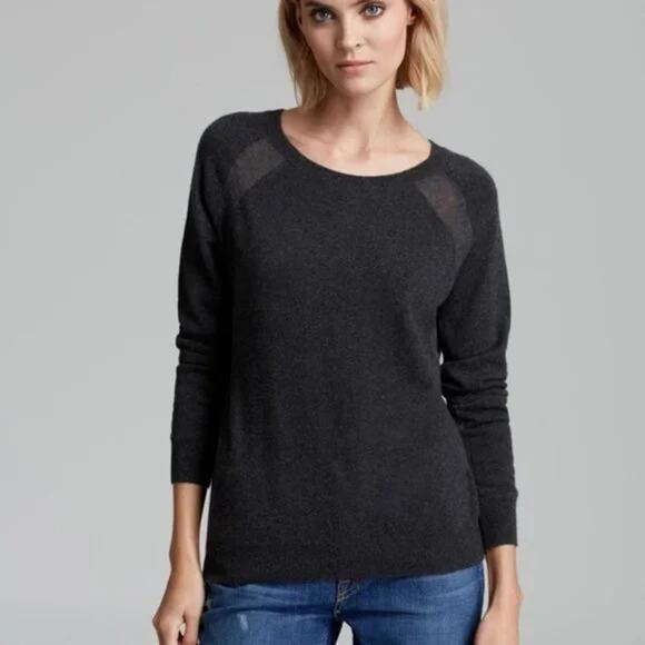 Vince 100% Cashmere Raglan Sweater Gray Size XS Semi Sheer Basic Minimalist - Picture 1 of 9